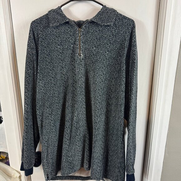 John Henry 1/4 Zip Pullover Sweater Men’s Large Gray Black Speckle Knit Cotton - Picture 2 of 7